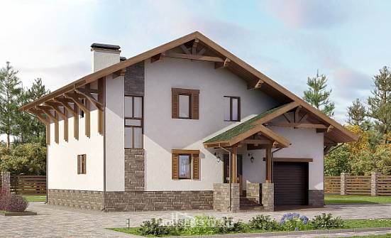 190-007-П Проект двухэтажного дома мансардой, гараж, классический загородный дом из кирпича Тамбов | Проекты домов от House Expert