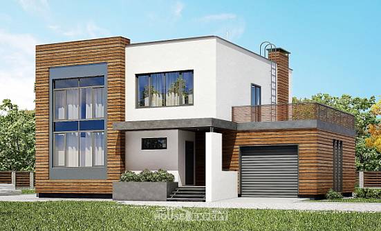 220-003-П Проект двухэтажного дома и гаражом, уютный дом из поризованных блоков Мичуринск | Проекты домов от House Expert