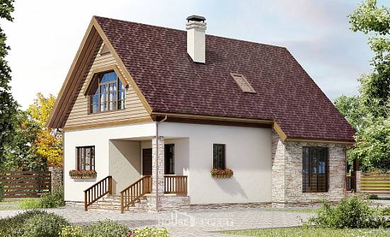 140-001-П Проект двухэтажного дома с мансардой, бюджетный коттедж из теплоблока Моршанск | Проекты домов от House Expert
