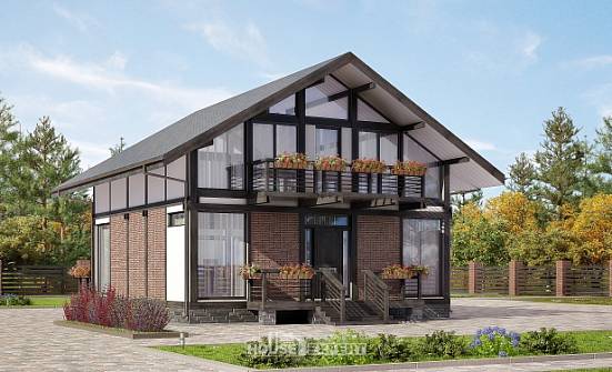 170-007-П Проект двухэтажного дома с мансардой, уютный коттедж из дерева Моршанск | Проекты домов от House Expert