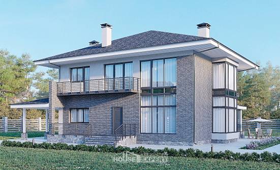 250-004-Л Проект двухэтажного дома, огромный загородный дом из блока Мичуринск | Проекты домов от House Expert