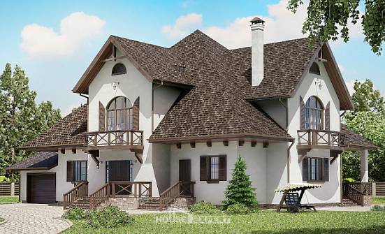350-001-Л Проект двухэтажного дома с мансардным этажом и гаражом, классический домик из газобетона Тамбов | Проекты домов от House Expert