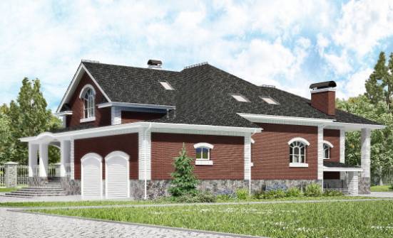 600-001-П Проект трехэтажного дома мансардой, гараж, большой домик из газобетона Тамбов | Проекты домов от House Expert