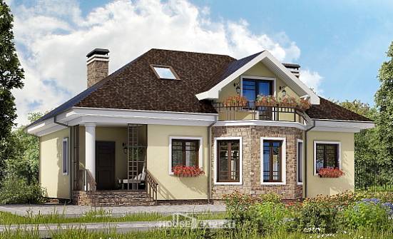 150-008-Л Проект двухэтажного дома мансардой, небольшой дом из газосиликатных блоков Мичуринск | Проекты домов от House Expert