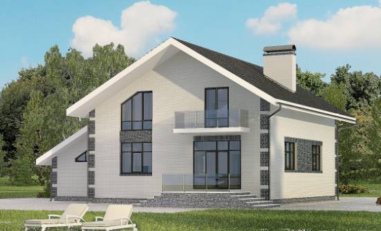180-001-П Проект двухэтажного дома с мансардой, гараж, бюджетный домик из пеноблока Мичуринск | Проекты домов от House Expert
