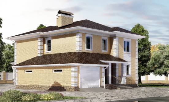 220-006-Л Проект двухэтажного дома и гаражом, современный загородный дом из пеноблока Мичуринск | Проекты домов от House Expert