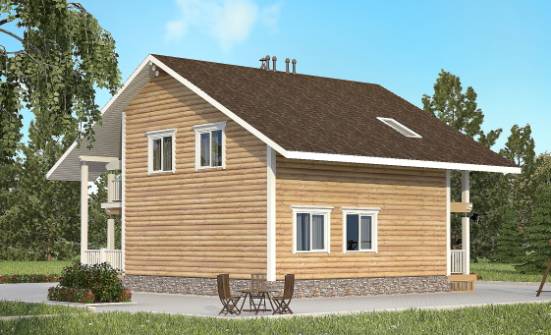 130-001-П Проект двухэтажного дома с мансардным этажом, скромный загородный дом из бревен Моршанск | Проекты домов от House Expert