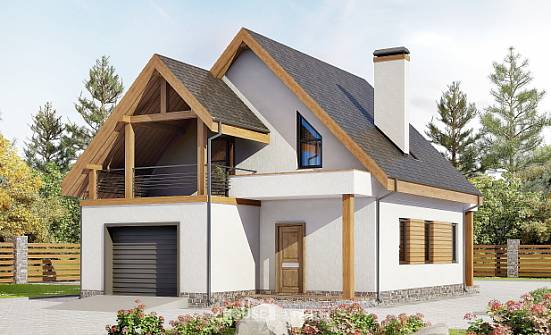 120-005-П Проект двухэтажного дома с мансардой и гаражом, бюджетный дом из арболита Моршанск | Проекты домов от House Expert