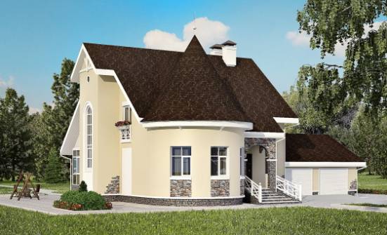 275-001-Л Проект двухэтажного дома с мансардным этажом и гаражом, современный коттедж из кирпича Моршанск | Проекты домов от House Expert