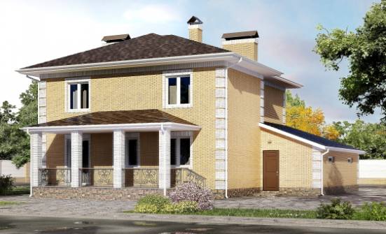 220-006-Л Проект двухэтажного дома и гаражом, современный загородный дом из пеноблока Мичуринск | Проекты домов от House Expert