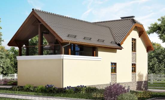 255-003-П Проект трехэтажного дома с мансардным этажом и гаражом, просторный домик из пеноблока Мичуринск | Проекты домов от House Expert