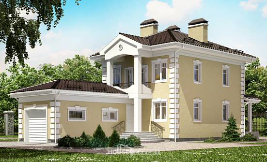 150-006-Л Проект двухэтажного дома и гаражом, скромный загородный дом из газобетона Тамбов | Проекты домов от House Expert