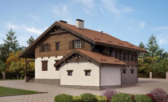 255-002-Л Проект двухэтажного дома мансардой, гараж, просторный домик из арболита Мичуринск | Проекты домов от House Expert