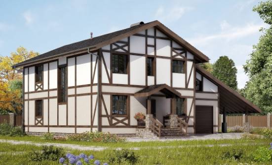 250-002-П Проект двухэтажного дома с мансардным этажом и гаражом, простой домик из кирпича Моршанск | Проекты домов от House Expert