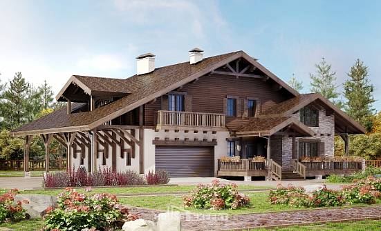 340-003-П Проект двухэтажного дома с мансардным этажом, гараж, классический домик из кирпича Моршанск | Проекты домов от House Expert