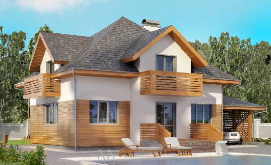 155-004-П Проект двухэтажного дома мансардный этаж, гараж, бюджетный коттедж из бризолита Тамбов | Проекты домов от House Expert