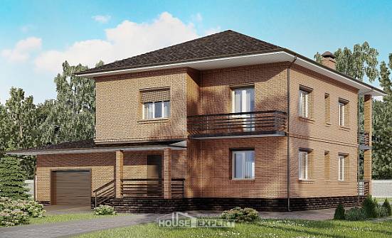 245-003-Л Проект двухэтажного дома и гаражом, уютный коттедж из кирпича Тамбов | Проекты домов от House Expert