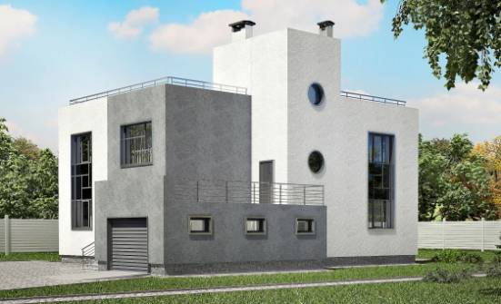 255-001-П Проект двухэтажного дома и гаражом, современный коттедж из теплоблока Моршанск | Проекты домов от House Expert