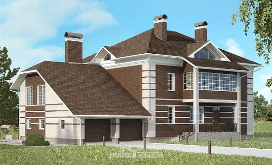 505-002-Л Проект трехэтажного дома, гараж, большой загородный дом из кирпича Моршанск | Проекты домов от House Expert