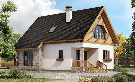 140-001-Л Проект двухэтажного дома с мансардным этажом, красивый загородный дом из теплоблока Моршанск | Проекты домов от House Expert