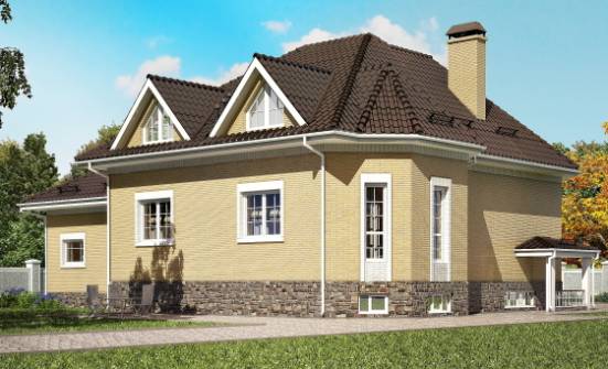 400-001-П Проект трехэтажного дома мансардой и гаражом, современный загородный дом из теплоблока Мичуринск | Проекты домов от House Expert