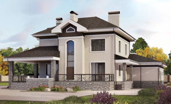 365-001-Л Проект трехэтажного дома и гаражом, огромный дом из кирпича Мичуринск | Проекты домов от House Expert