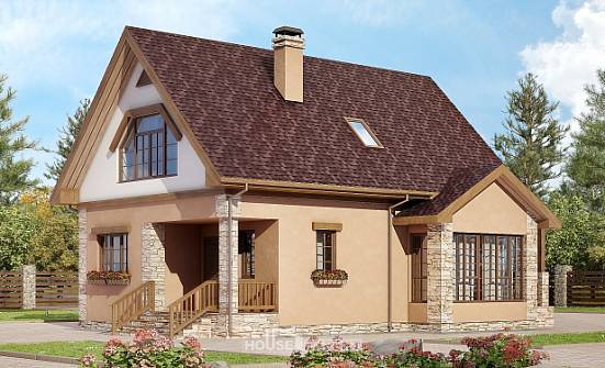 140-002-П Проект двухэтажного дома с мансардным этажом, классический домик из пеноблока Мичуринск | Проекты домов от House Expert