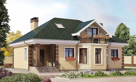 150-013-Л Проект двухэтажного дома мансардный этаж, небольшой дом из кирпича Мичуринск | Проекты домов от House Expert
