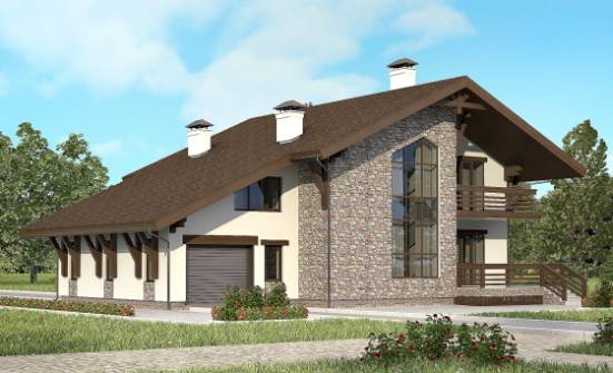 280-001-П Проект двухэтажного дома с мансардой и гаражом, огромный загородный дом из кирпича Тамбов | Проекты домов от House Expert