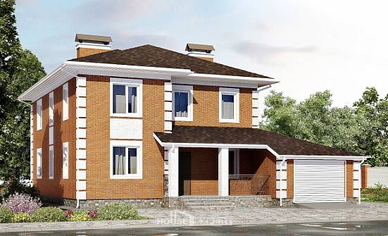 220-004-Л Проект двухэтажного дома, гараж, просторный дом из кирпича Моршанск | Проекты домов от House Expert