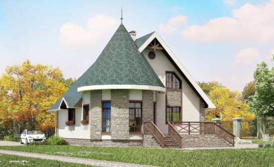 170-003-Л Проект двухэтажного дома мансардой, компактный коттедж из поризованных блоков Моршанск | Проекты домов от House Expert