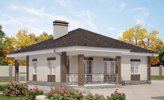 100-004-Л Проект одноэтажного дома, красивый загородный дом из теплоблока Тамбов | Проекты домов от House Expert