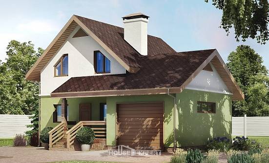 120-002-П Проект двухэтажного дома с мансардным этажом, гараж, красивый дом из газосиликатных блоков Моршанск | Проекты домов от House Expert