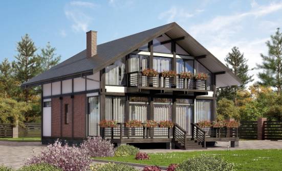 170-007-П Проект двухэтажного дома с мансардой, уютный коттедж из дерева Моршанск | Проекты домов от House Expert