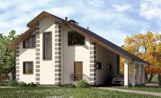 150-003-Л Проект двухэтажного дома мансардой и гаражом, красивый коттедж из дерева Тамбов | Проекты домов от House Expert