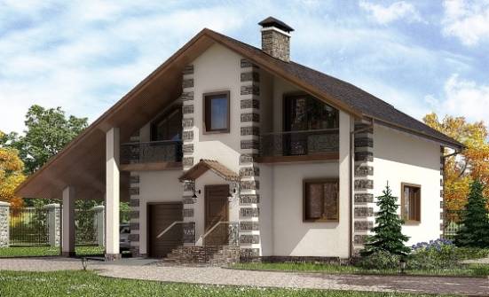 150-003-Л Проект двухэтажного дома мансардой и гаражом, красивый коттедж из дерева Тамбов | Проекты домов от House Expert