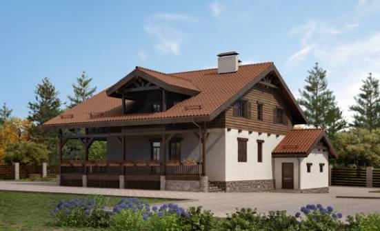255-002-Л Проект двухэтажного дома мансардой, гараж, просторный домик из арболита Мичуринск | Проекты домов от House Expert