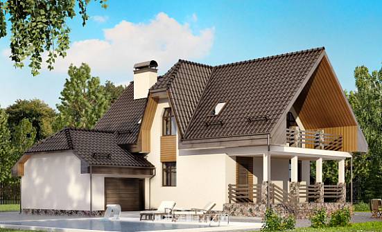 150-001-Л Проект двухэтажного дома мансардой, гараж, компактный дом из теплоблока Тамбов | Проекты домов от House Expert