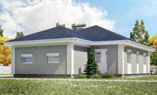 130-002-П Проект одноэтажного дома и гаражом, бюджетный загородный дом из бризолита Моршанск | Проекты одноэтажных домов от House Expert