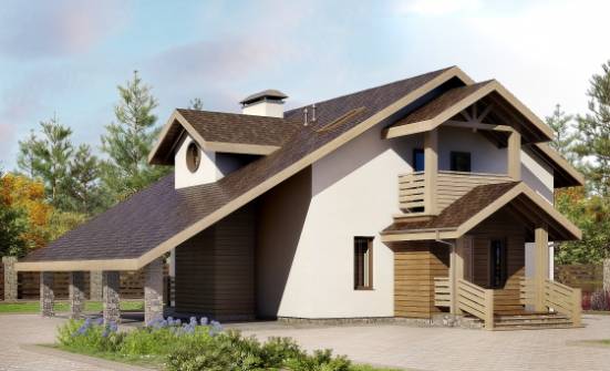 155-010-Л Проект двухэтажного дома мансардой, гараж, классический домик из газобетона Моршанск | Проекты домов от House Expert