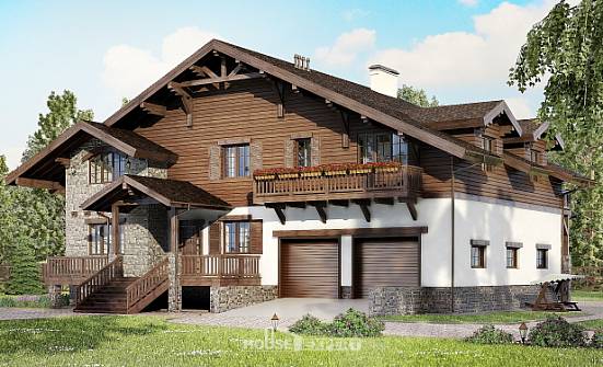 440-001-П Проект трехэтажного дома с мансардой и гаражом, классический коттедж из кирпича Мичуринск | Проекты домов от House Expert