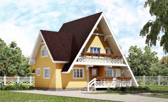 155-008-П Проект двухэтажного дома мансардный этаж, бюджетный домик из дерева Моршанск | Проекты домов от House Expert