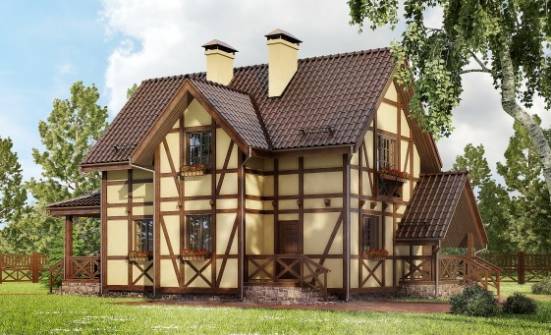 160-003-П Проект двухэтажного дома с мансардой, красивый коттедж из теплоблока Моршанск | Проекты домов от House Expert