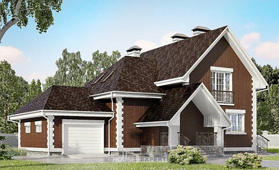 190-003-Л Проект двухэтажного дома с мансардой и гаражом, просторный коттедж из газобетона Тамбов | Проекты домов от House Expert