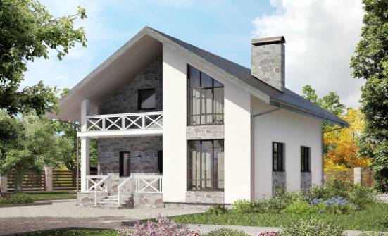 155-001-Л Проект двухэтажного дома мансардный этаж, гараж, доступный загородный дом из бризолита Мичуринск | Проекты домов от House Expert