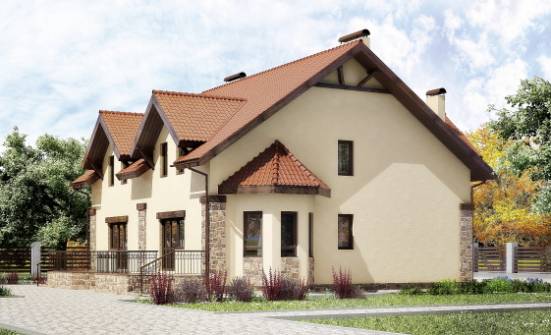 240-001-П Проект двухэтажного дома мансардой, уютный загородный дом из пеноблока Моршанск | Проекты домов от House Expert