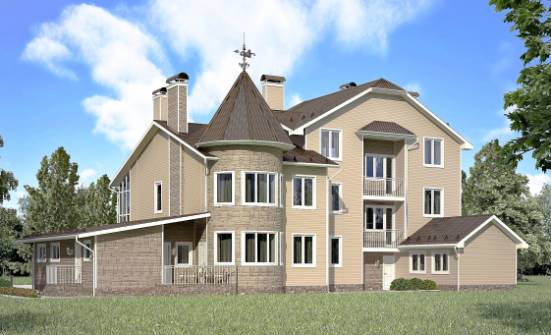 555-001-Л Проект трехэтажного дома с мансардой, гараж, просторный коттедж из блока Тамбов | Проекты домов от House Expert