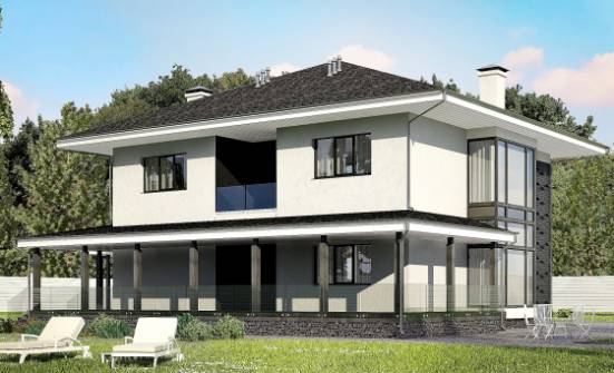 245-002-П Проект двухэтажного дома, гараж, уютный домик из газобетона Мичуринск | Проекты домов от House Expert