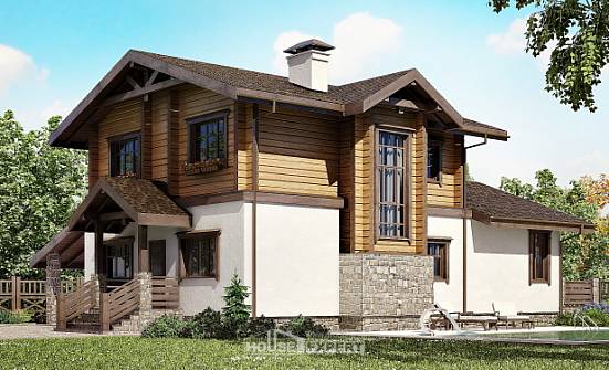 170-004-Л Проект двухэтажного дома мансардой и гаражом, бюджетный загородный дом из блока из бревен Моршанск | Проекты домов от House Expert