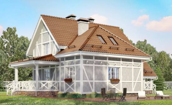 160-003-Л Проект двухэтажного дома мансардный этаж, скромный загородный дом из твинблока Мичуринск | Проекты домов от House Expert